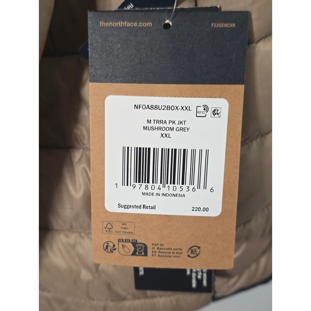 NWT The North Face Terra Peak ThermoBall Jacket Men's XXL Tan Insulated - Picture 8 of 11